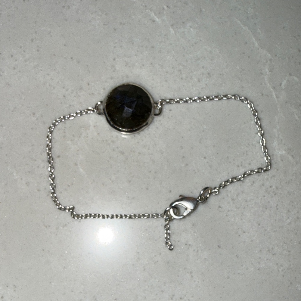 Silver Chain Bracelet with Stone